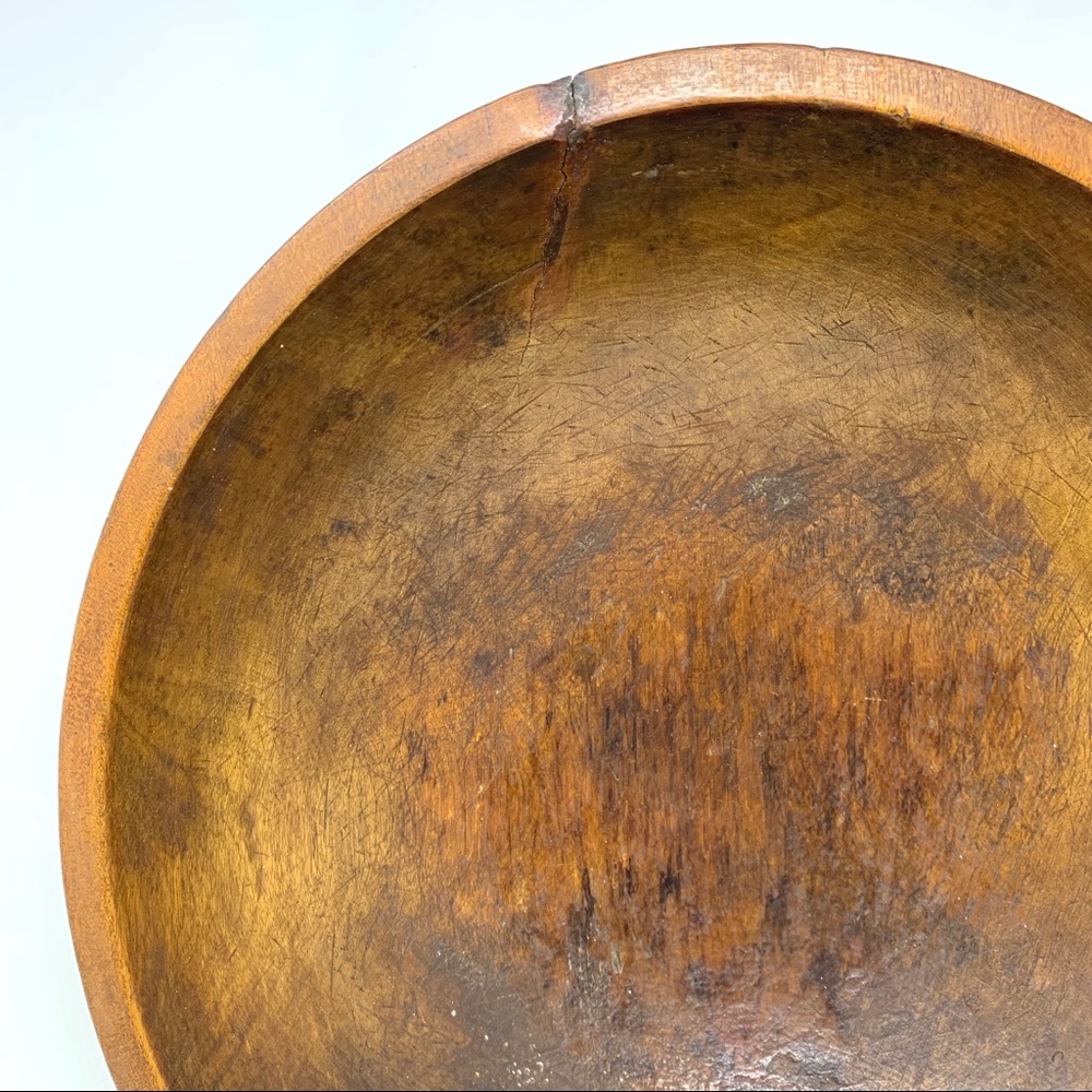 Primitive 16.25”-17.5” Wood Dough Bowl - Picture 2 of 12
